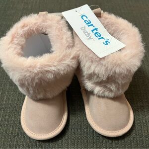 New Carter’s Light Pink Fur-like Cuffed Boots 6-9 Months